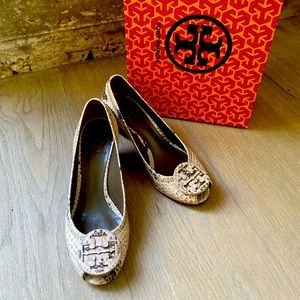 Tory Burch snake print pumps